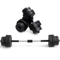 costway barra de pesas juego de mancuernas de 30kg con 16 pesas para gimnasio hogar entrenamiento negroy plata