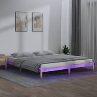 cama matrimonial  cama para adultos  estructura de cama con led super king madera maciza 180x200 cm cfw467934