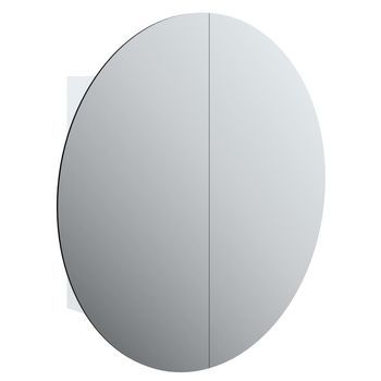 Armario De Baño | Mueble De Baño Con Espejo Redondo Y Led Blanco 54x54x17,5 Cm