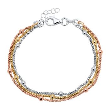 Pulsera multifila tricolor de plata 925