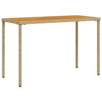 mesa de jardin  mesa de exterior superficie de madera ratan pe beige 115x54x74 cm