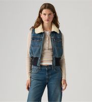 levis para mujer 0089f-0000 chaleco tiny sherpa azul medio xs casual algodon denim