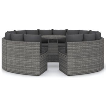 Set De Sofás De Jardín 9 Piezas Y Cojines Ratán Sintético Gris Vidaxl