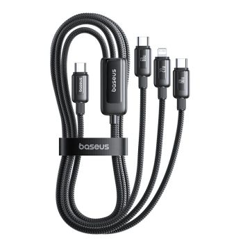 Baseus CB000189 Cable Tipo-C a Tipo-C+Tipo-C+iP de 60W Carga Rápida Transmisión de Datos Núcleo de Cobre Estañado Línea