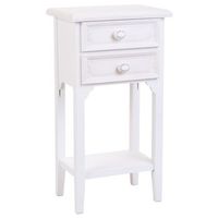 mesita de madera de 2 cajones y 1 balda blanco 37x265x695h cm