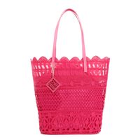 bolso shopping de encaje con charm hot pink taglia unica