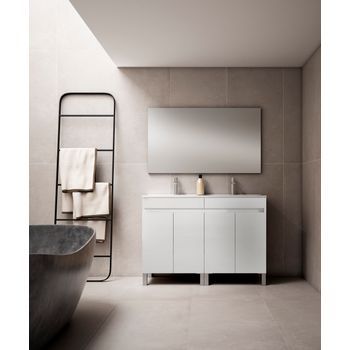 Mueble Stephanie 120 Cm 4p, Blanco Brillo. Pack Mueble + Lavabo.