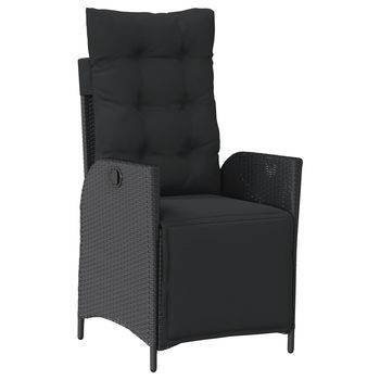 Sillón Reclinable De Jardín | Silla De Jardín | Silla De Exterior Con Reposapiés Ratán Pe Negro
