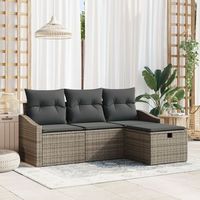 juego de sofa de jardin de 4 piezas con cojines gris ratan sintetico v4514 unico  gris