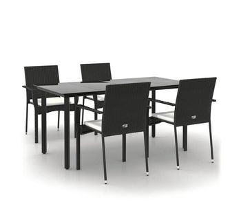 Set de muebles jardín 5 pzas con cojines ratán sintético negro