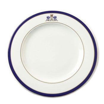 Platos  Presentación Llanos De Porcelana Blanca (6 Piezas) Duisburg, 30 Cm, Azul Cobalto Y Filo De Oro