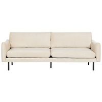 sofa 3 plazas tapizado de terciopelo patas negras cojin de asiento estilo retro moderno beige claro vinterbro