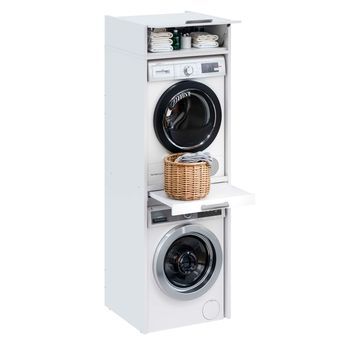 Mueble Columna Lavadora Secadora Con Mueble Alto T-bath 67,2x208cm Blanco Esp.22 Mm
