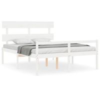 cama personas mayores cabecero madera maciza blanco 160x200 cm vidaxl