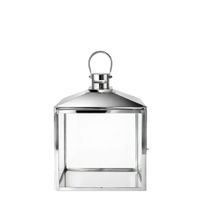 farol decorativo de vidrio y acero plateado brillante h37