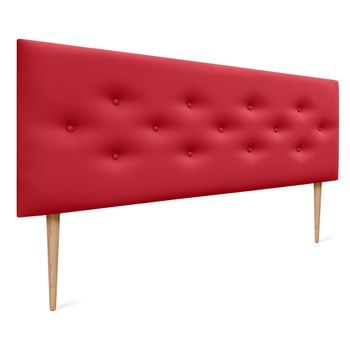 Dhome Cabecero De Polipiel Con 3 Hileras Intercaladas De Botones Y Patas Cabezal Tapizado Cama Lujo (rojo, 160cm)