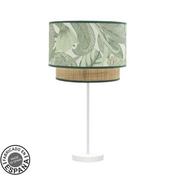 Sobremesa grande congo 1xe27 blanco/verde-natural 64x30x30 cm