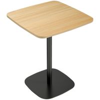 homcom mesa pequena 60 cm cuadrada tablero mdf base de acero para salon comedor cocina madera naturalnegro