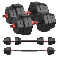 songmics juego de mancuernas con barra de conexion mancuerna corta barra de 30 kg peso hexagonal para entrenamiento fitness levantamiento en casa gimnasio negro tinta