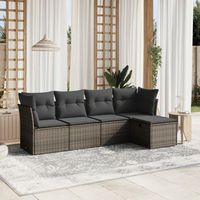 conjunto de sofas jardin con cojines 5 uds  mueble jardin mesa y sillas ratan sintetico gris cfw875745