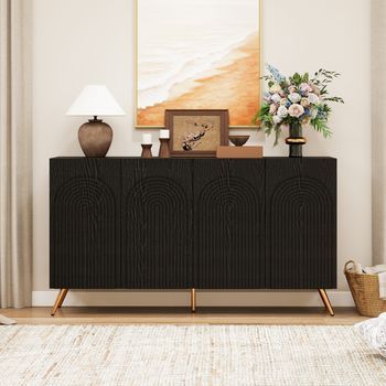Aparador - Mueble De Pasillo Y Salón - Tablero De Partículas - Negro (150x38x83cm)