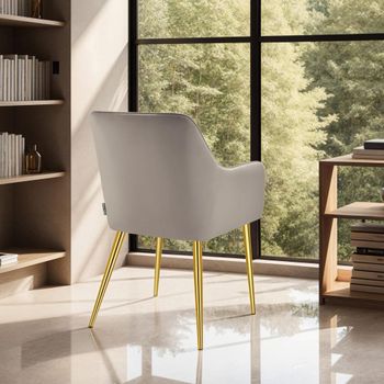 6 sillas de comedor, aspecto aterciopelado, reposabrazos, gris topo