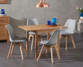 Oxford 70cm Solid Oak Extending Dining Table with Duke Faux Leather Chairs