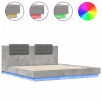 estructura de cama cabecero luces led gris hormigon 180x200 cm