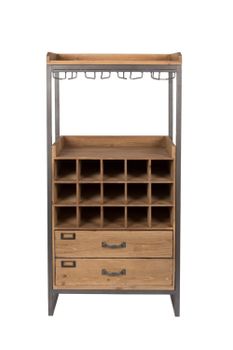 Mueble bar de madera y metal vintage