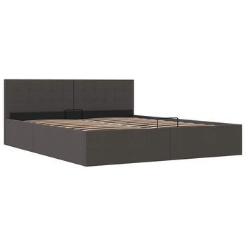Cama Canapé Hidráulica Led Tela Gris Oscuro 160x200 Cm