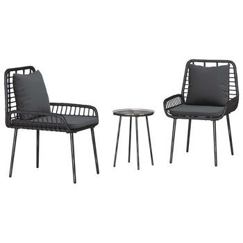 Conjunto De Comedor De Jardín 3 Piezas | Mueble De Jardín Negro Y Antracita