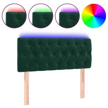 Cabecero Cama | Panel De Cabecera Con Led De Terciopelo Verde Oscuro 90x7x78/88 Cm
