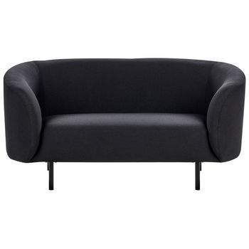 Sofá 2 Plazas De Poliéster Negro Suave Patas Negras Retro Glamour Loen