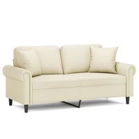 sofa de 2 plazas  sofa de salon  sofa de descanso con cojines cuero sintetico color crema 140 cm