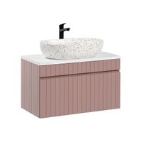 mueble lavabo individual 80cm y blanco tableros mdf y laminados rosado