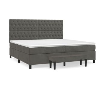 Cama box spring con colchón terciopelo gris oscuro 200x200 cm diseño de botones