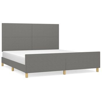 Cama Sin Colchón De Tela Gris Oscuro 180x200 Cm Vidaxl