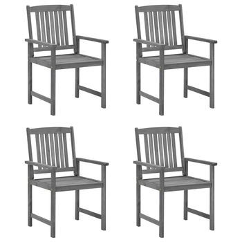 Sillas De Jardín Con Cojines 4 Uds | Silla De Exterior | Sillón Madera Maciza De Acacia Gris