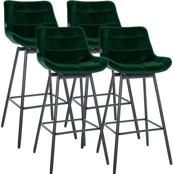 Juego De 4 Taburetes De Bar Weston Giratorios Terciopelo Verde Oscuro 56x49x105 Cm Clp