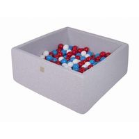 meowbaby piscina de bolas cuadrada seca para ninos gris claro  rojoblancoazul 300 pcs 90x90x40cm