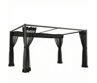 outsunny pergola de jardin 3x4 m con techo retractil 4 paredes de malla y estructura de aluminio cenador de jardin con upf30 pabellon para exterior patio terraza natural