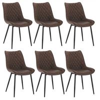 6 sillas de comedor de polipiel  metal - marron