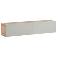 mueble tv minimalista montado en la pared unidad de almacenaje gabinete de melamina tablero de particulas marron y verde claro gladstone