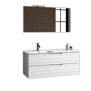 Composición Baño Lavabo Izquierda 4 Piezas Solmira Blanco Mate En Mdf