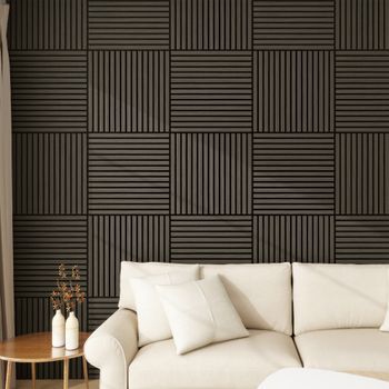 Set De 8 Paneles Acústicos Vang 3d 2,88 M² Lamas Lineales - Roble Gris [neu.holz]