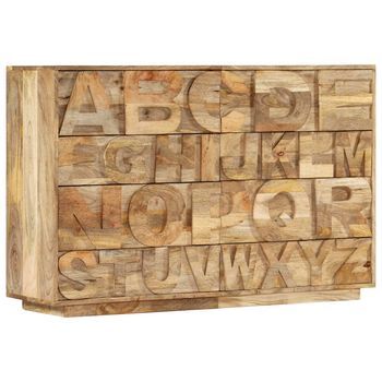 Vidaxl Armario Alphabet Con 6 Cajones Madera Maciza Mango 120x35x79 Cm