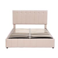 cama contenedor tapizada 140x200cm tela de terciopelo crema