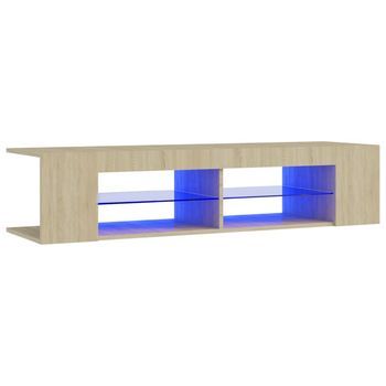 Mueble De Tv Con Luces Led Roble Sonoma 135x39x30 Cm Vidaxl