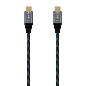 AISENS Cable USB 3.2 Gen2X2 Aluminio 20Gbps 5A 100W E-Mark, Tipo USB-C/M-USB-C/M, Gris, 2.0M
