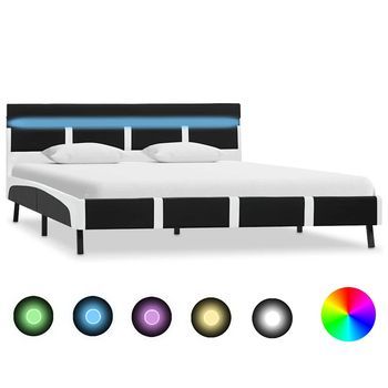 Estructura De Cama Con Led Sin Colchón Cuero Negro 140x200 Cm Vidaxl